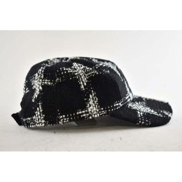 Chanel REV Black White Tweed Check CC Logo Baseball Cap Curved Peak Hat L Large main image 2